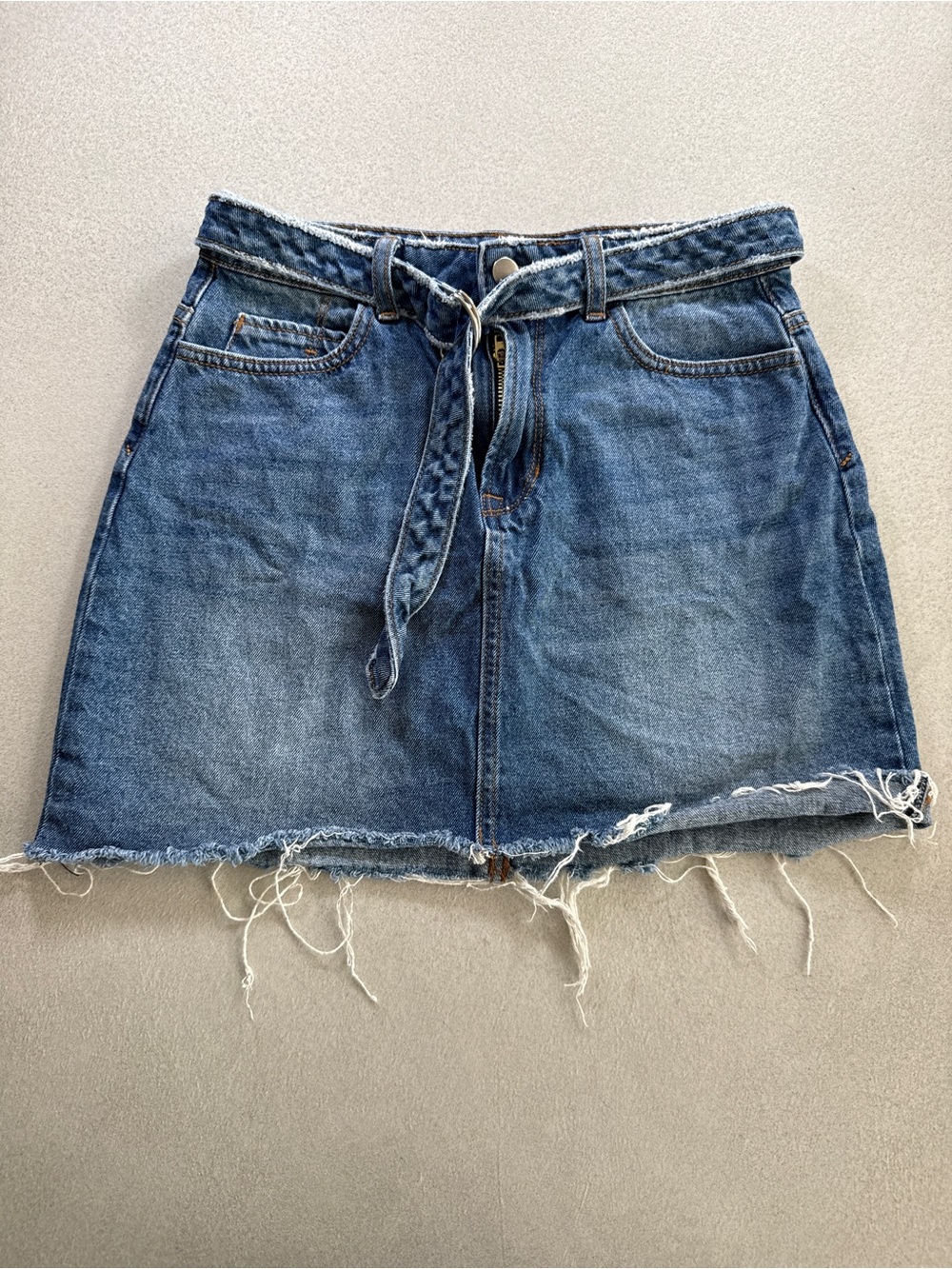 Black Label Blue Denim Mini Skirt with Tie Waist